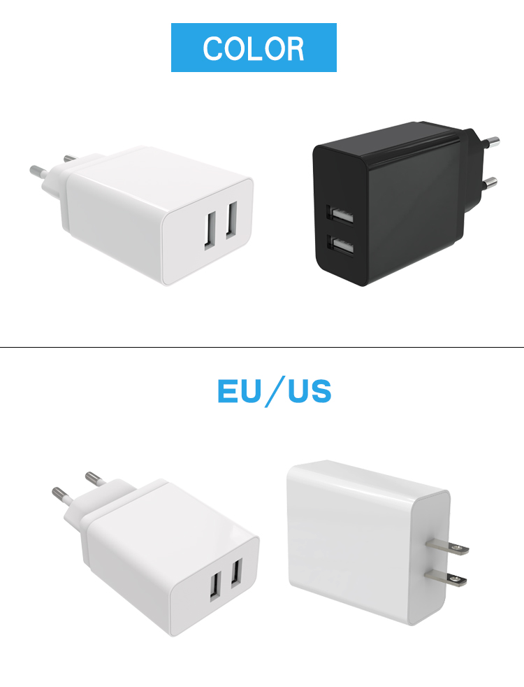 2- Port USB Wall Charger Plug 3.1A Power Adapter EU plug