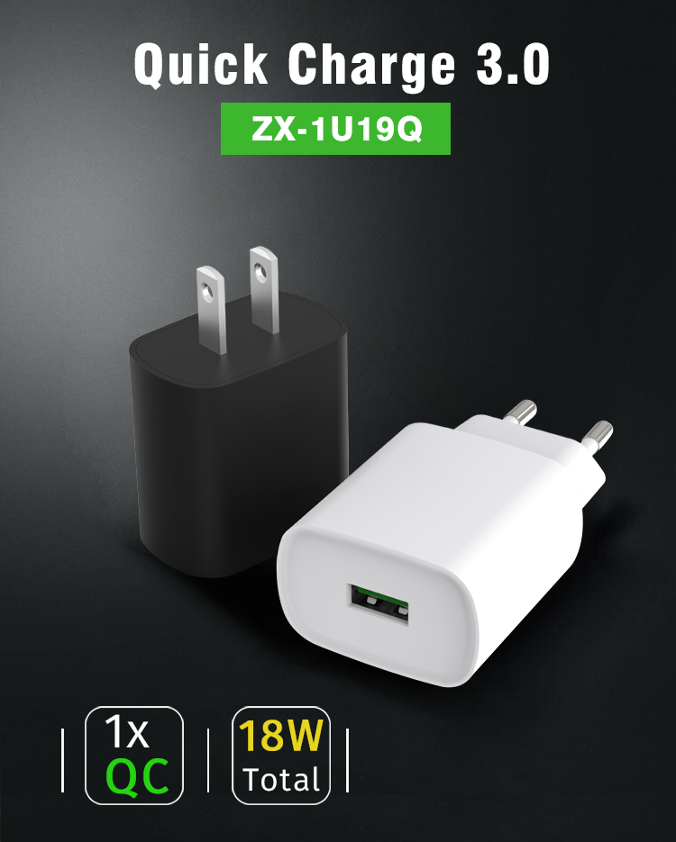 18W QC 3.0 mobile phone quick wall charger 