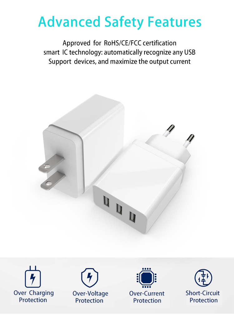 Wall Charger 15.5w 3 ports multi charger