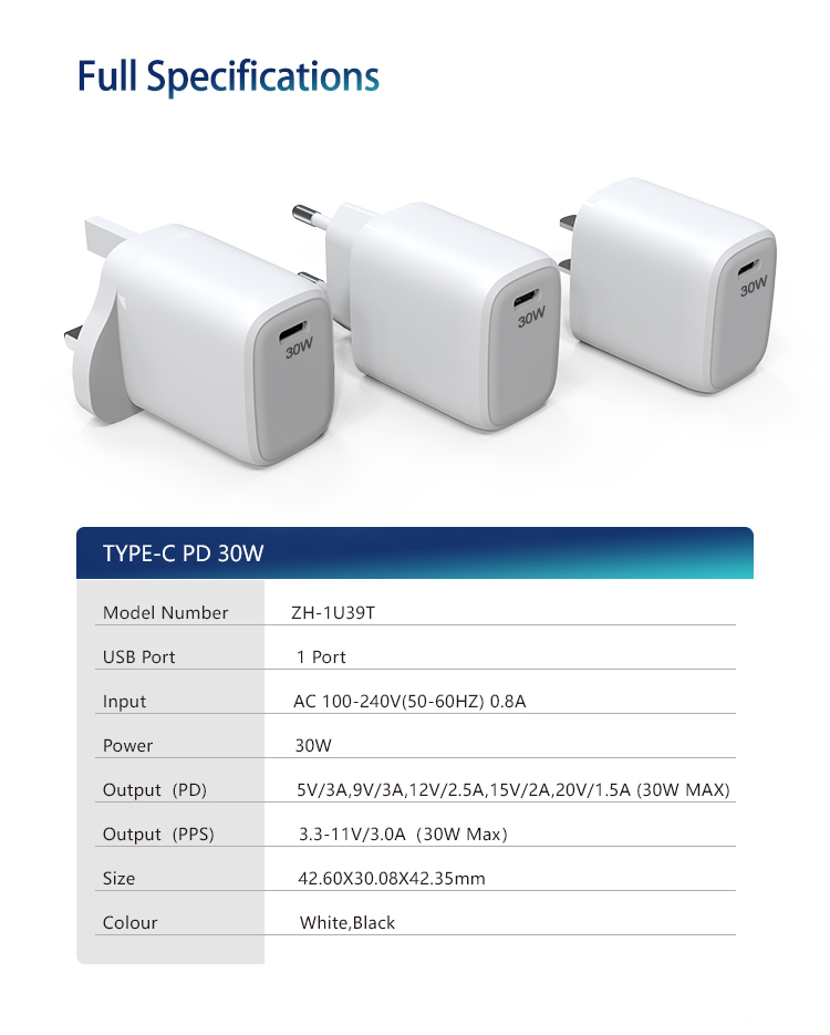 1 port pd3.0 pps fast wall charger