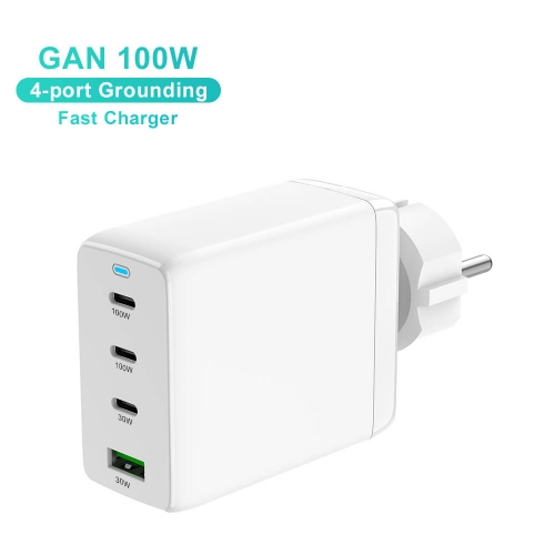 ZONSAN GaN Tech 4 Ports 100W USB C PD USB-A QC3.0 PPS GaN Charger for MacBook Laptop