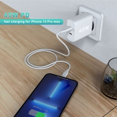 ZONSAN 45W Dual USB C Charger Fast PD Charger for iPhone,Samsung EU/US/KR/UK/EU Plug