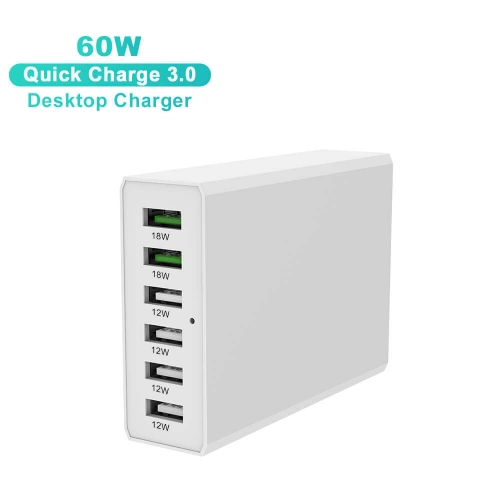 Zonsan Charger Multi Usb Port Desktop Charger 6 ports 60W white black Korea version with KC&KCC Certificates