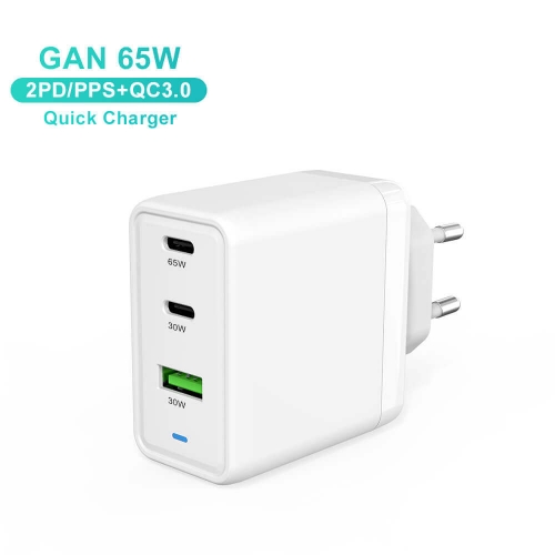 ZONSAN factory 65W GAN Charger 3 Slots Type-C US Plug Black Color