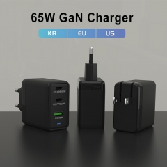 ZONSAN factory 65W GAN Charger 3 Slots Type-C US Plug Black Color