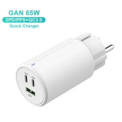 ZONSAN New Design GaN 65W USB C Charger 3 Port Fast PD GaN Wall Charger With UK Plug