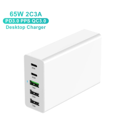65W Cost performance CE ROSH Desktop 5 Port Charger For Mobile Phones USB Devices
