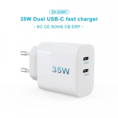 ZONSAN 2 Usb Type C Fast Pd Wall 35W Dual Usb-c Charger for iphone 14 Apple