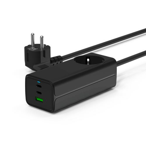 ZONSAN Black Power Strips Multi-Socket Outlet With 1 USB-A + 2 USB-C Charging Ports