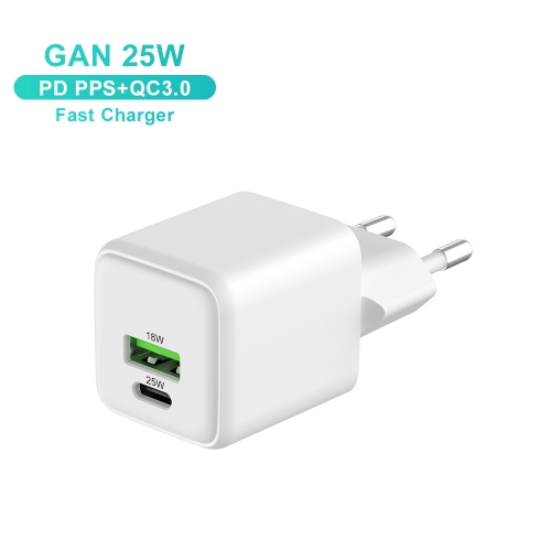 GaN 25W 1C1A PD3.0 PPS 25W + QC 18W Charger | ZX-2U68T