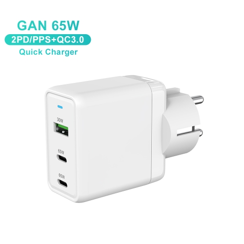 ZONSAN KR EU Port 65w GaN Charger PD USB 3.0 Charger Mini Travel USB Phone Charger Type C Port For Mobile phone Tablet PC Laptop