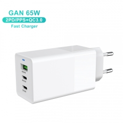 2023 OEM/ODM Newest ZONSAN GaN Technology 65W High Power Type-c PD Wall Travel Charger for Mobile Phone/Laptop/Tablet