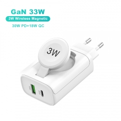 2-In-1 Wireless & Wall 18W QC + 30W PD 2 Port Charger with 5W Wireless Charging Port