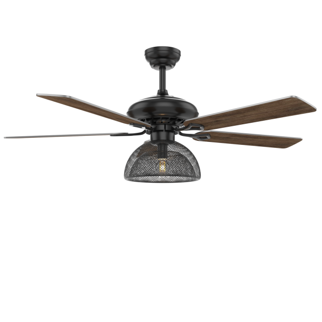 52 Inch 5 Blades Iron Art Ceiling Fan with Light Remote Control