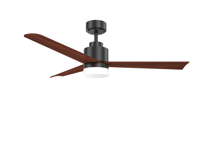 52 Inch Solid Wood 3 Blades Ceiling Fan With LED Light