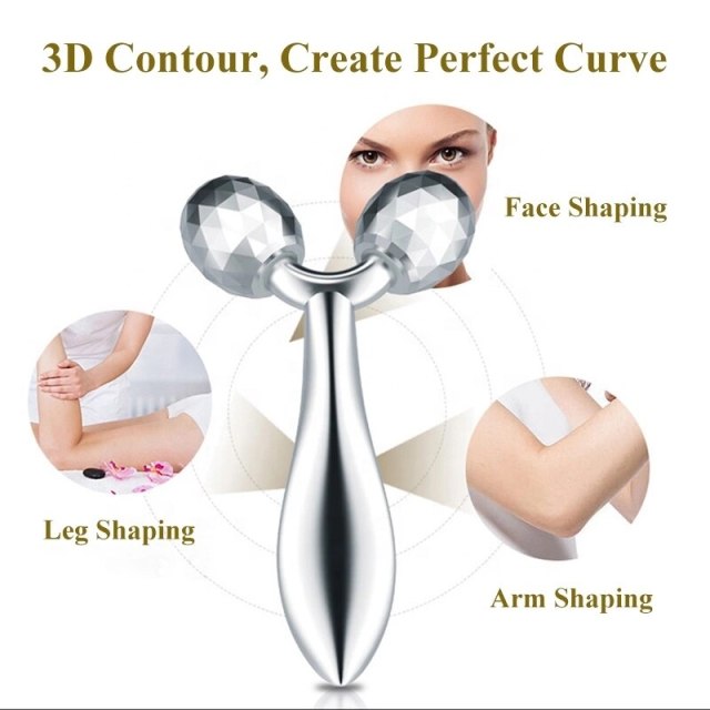 3D Roller Massager 360 Rotate Silver Thin Face Full Body Shape Massager Lifting Wrinkle Remover Facial Massage Relaxation Tool