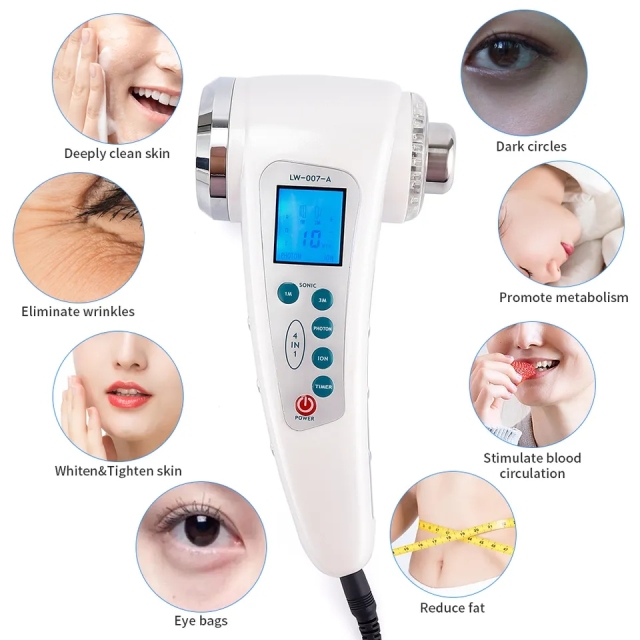 LED Ion Photon Massage SPA Salon Home Use Skin Care Import Serum Mask Anti Aging Wrinkle Fine Line Weight Loss 4in1 Beauty Equipment