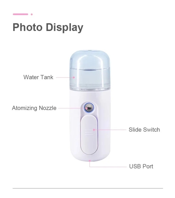 Hot Product 30ml Rechargeable Portable Beauty Device Moisturizing Nano Mist Facial Sprayer Oxygen Injector