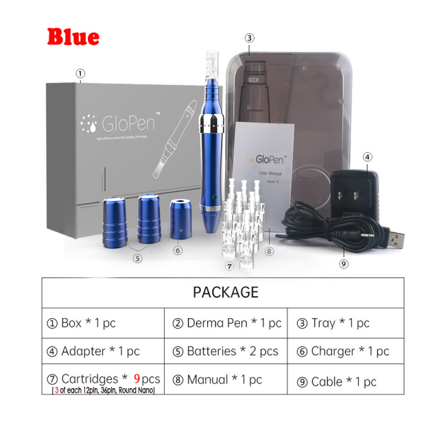 T6 Blue  Derma Pen with 2 Rechargeable Batteries