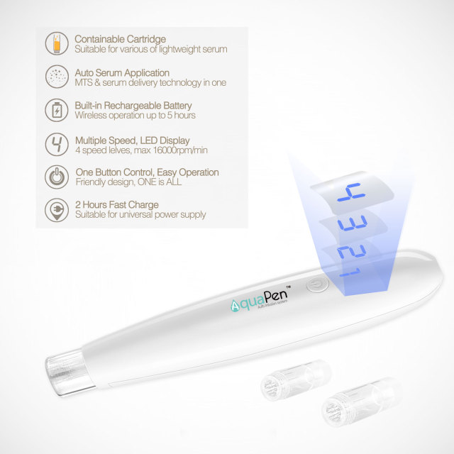 Electric Derma Pen Stamp Auto Micro Needle Microneedling Anti Aging Wrinkle Scar Stretch Mark Aqua Pen