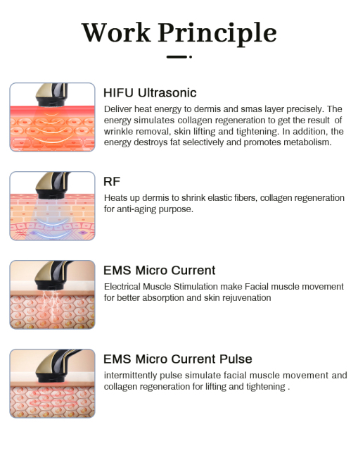 Ultrasonic Face Lifting Anti Wrinkle Aging EMS RF LED Microcurrent Tightening Mini Hifu Beauty Device