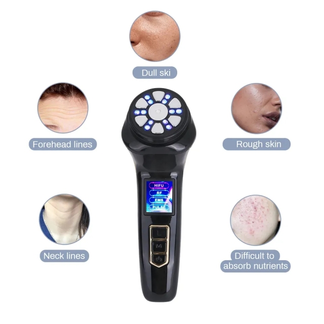 Ultrasonic Face Lifting Anti Wrinkle Aging EMS RF LED Microcurrent Tightening Mini Hifu Beauty Device