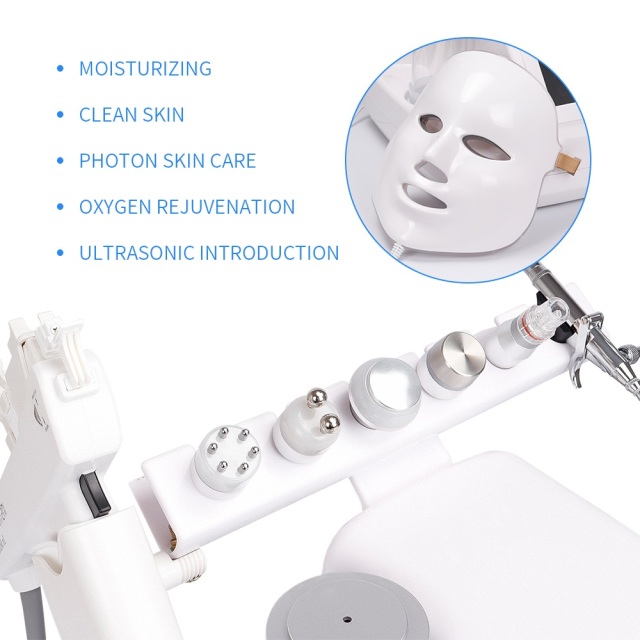 7 in 1 RF Oxygen Injector Facial Microcurrent LED Mask Deep Cleaning Small Bubble Machine Skin Care Hydra Dermabrasion Machine