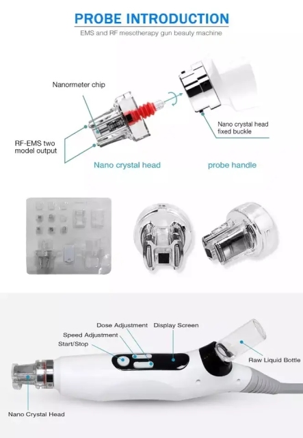 Portable Moisturizing Facial Lifting Wrinkle Removal EMS RF No Needle Mesotherapy Injection Gun
