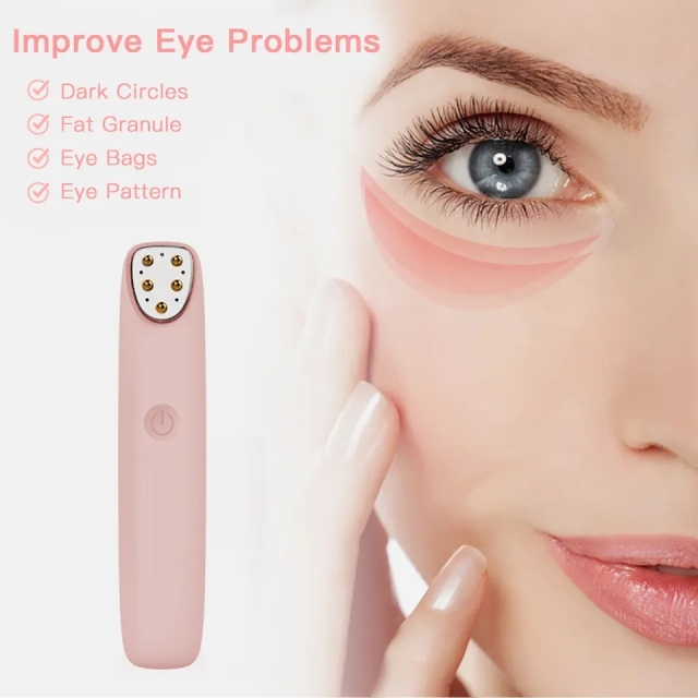 Heat Compression Radio Frequency EMS Wand Electric Eye Care Vibration Pen LED Massage Eye Magic Wand