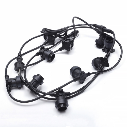 Outdoor holiday decorative waterproof E27 lampholder black round cable festoon belt lights