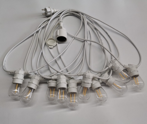 Wholesale Supply Customize Length E27 LED Bulb Garden Decorative Hanging white cable Festoon belt String round Belt Lights