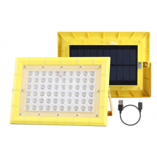 Portable LED Solar Floodlight Waterproof Dimmable 4 Modes USB 80w Solar frame charging projector lamp Outdoor Emergency light