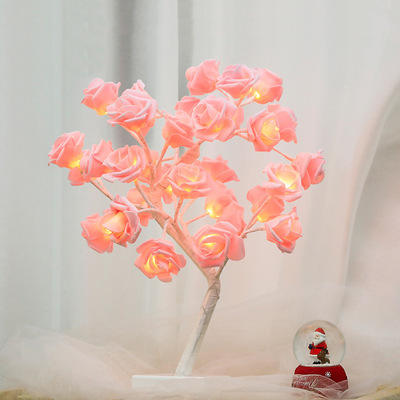 New design Room Decor Light Ornament Warm White 32 LED Tree christmas lights 4.5v led Rose flower Table Lamp