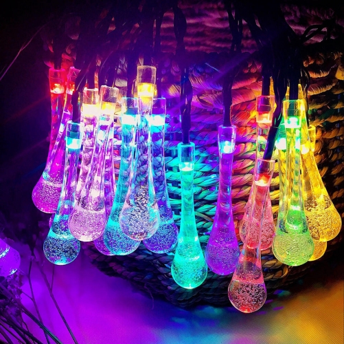 8 Lighting Modes permanent christmas lights Outdoor Waterproof Christmas Decorations solar Raindrop led String Light
