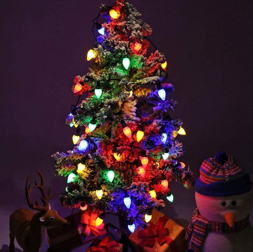 China manufacture christmas lights 110v led C7 C9 strawberry bulb string light outdoor garland fairy tree lamp string