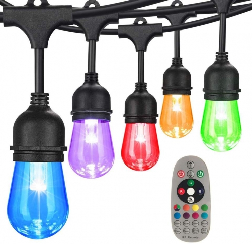 Hot sell Vintage remote control RGB S14 festoon lights IP65 Commercial Decorative lighting LED Multi-color RGB S14 String lights