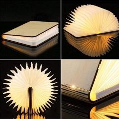 Custom Portable Led Book Lamp Folding Book Lamp Reading Book Shaped Light with USB Rechargeable Wooden Cover night lamp lights