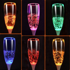 New designed Reusable LED Plastic Champagne Glasses 6 colors Brighten up in Water Champagne Cup Water Sensing LED luminous cup