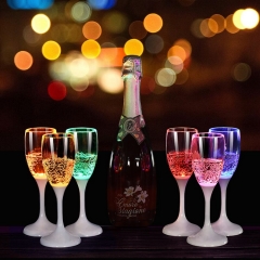 New designed Reusable LED Plastic Champagne Glasses 6 colors Brighten up in Water Champagne Cup Water Sensing LED luminous cup