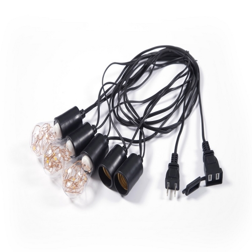 5/10m E27 led string light black festooning string wedding outdoor led light string E26 Socket for Garden Decorative Lights