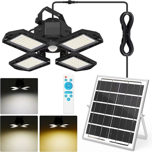 Solar shed lights foldable 4 Heads solar pendant light LED radar IP65 industrial mining courtyard lighting split pendant lamp