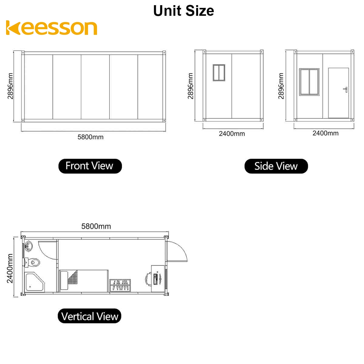 KEESSON container size infomation iamge