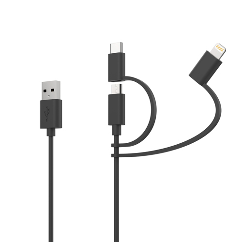 USB A to Micro, USB C and Lightning Cable
