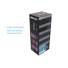 Five Layers Acrylic Display Stand for Disposable Vape with Drawer Dividers and Customized Images Graphic and Logo