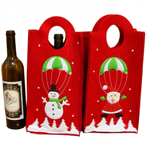 Bolsas De Regalo De Fieltro Para Botellas De Vino NavideñAs