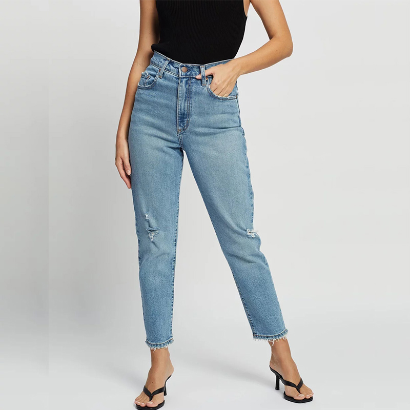 High waisted ankle stretch jeans women