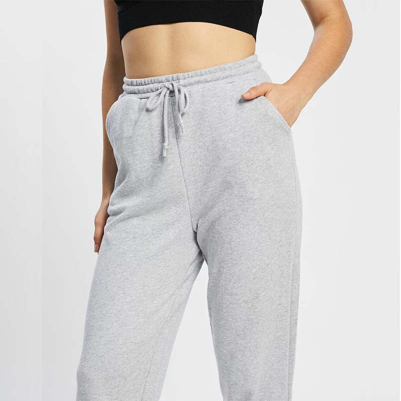 High waist basic cotton black Jogger pants for women