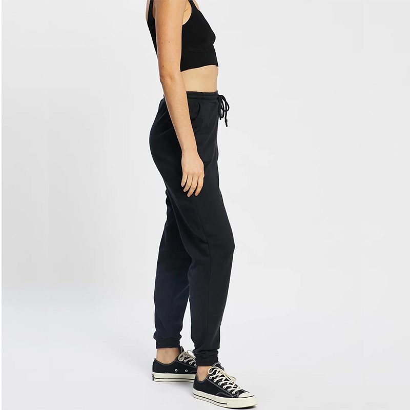 High waist basic cotton black Jogger pants for women