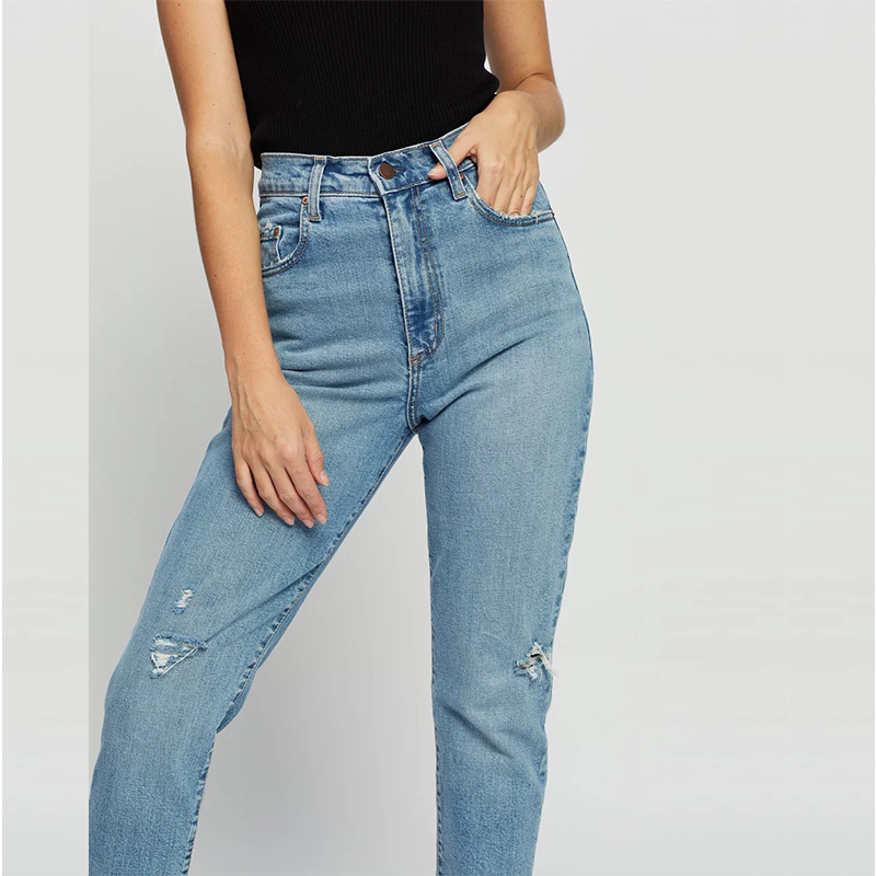 High waisted ankle stretch jeans women