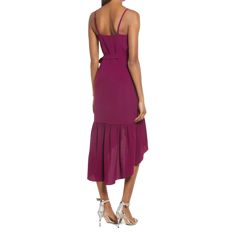 Summer crepe sleeveless wrap midi dress for women